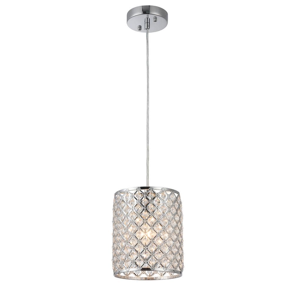 Botvi Chrome Crystal Drum Pendant Light 9"x11"