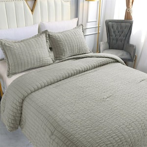 2-Piece Gray Ultra Soft Microfiber Twin Comforter Set