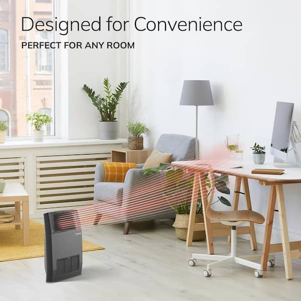 1500-Watt 20 in. Black Electric Console Ceramic Space Heater with Tip-Over Switch, Adjustable Louvers, Timer, Remote