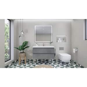 Bohemia 42 in. W Bath Vanity in Cement Gray with Reinforced Acrylic Vanity Top in White with White Basin