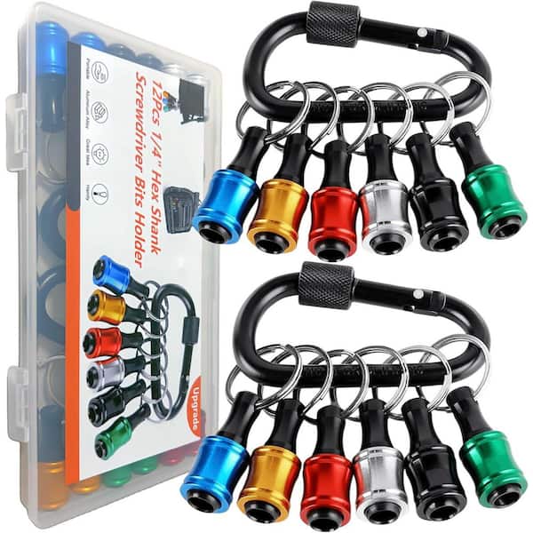12-Piece Bit Holders 1/4 Socket, Hex Shank Screwdriver Bit Holder for Impact Driver Drill Bit Keychain Extension Bar