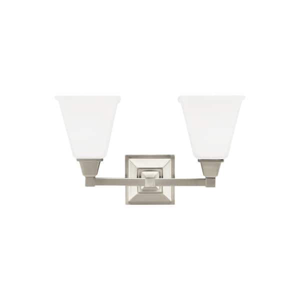 Generation Lighting Denhelm 2-Light Brushed Nickel Bath Light with LED Bulbs