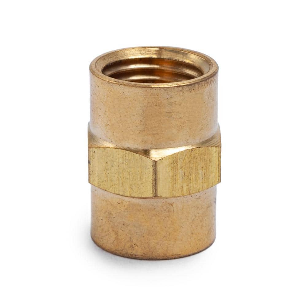 1/4 Inch Brass Threaded Pipe Coupling Fitting (5-Pack)