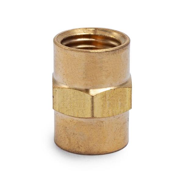 thumbnail image 2 of 1/4 Inch Brass Pipe Coupling - Female NPT FNPT FPT Pipe Fitting Connector (5 Pack) 2 of 9