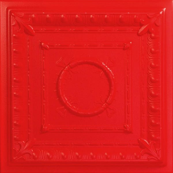 A La Maison Ceilings Romanesque Red 1.6 ft. x 1.6 ft. Decorative Foam Glue Up Ceiling Tile (21.6 sq. ft./case)