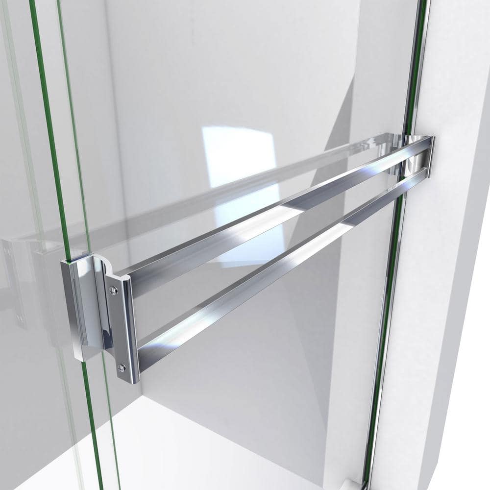 Chrome Semi-Frameless Sliding Shower Door with Clear Glass