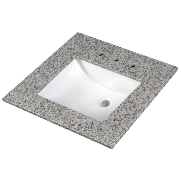 Valento Gray 31 in. W x 22 in. D Granite Vanity Top with White Rectangle Single Sink