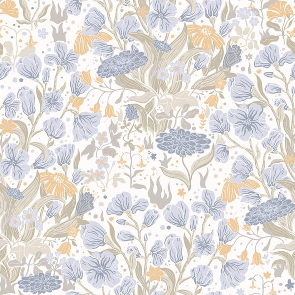 A-Street Prints Hava Light Blue Meadow Flowers Non-Pasted Non-Woven Paper Wallpaper