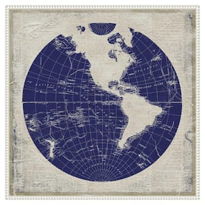 "Blueprint Map I" by Elizabeth Medley 1-Piece Floater Frame Giclee Travel Canvas Art Print 30 in. x 30 in.