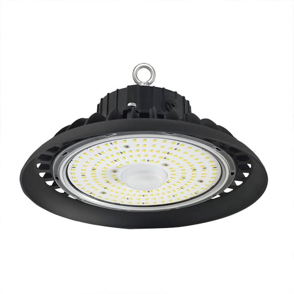 10 in. 300-Watt Equivalent Integrated LED Dimmable Black UFO High Bay Light, 5000K 14000 Lumens Area Lighting Fixture