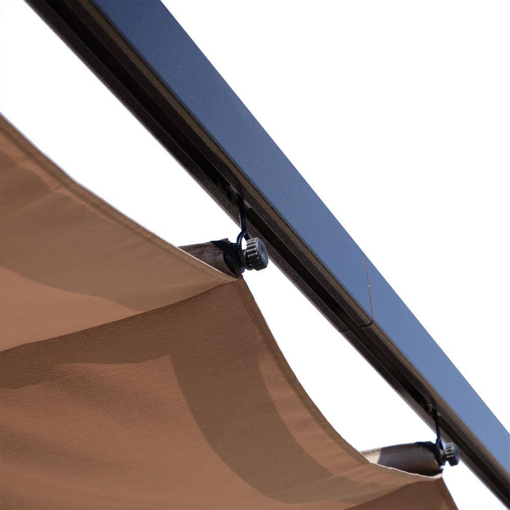 Brown Aluminum 10' x 13' Retractable Patio Pergola Canopy