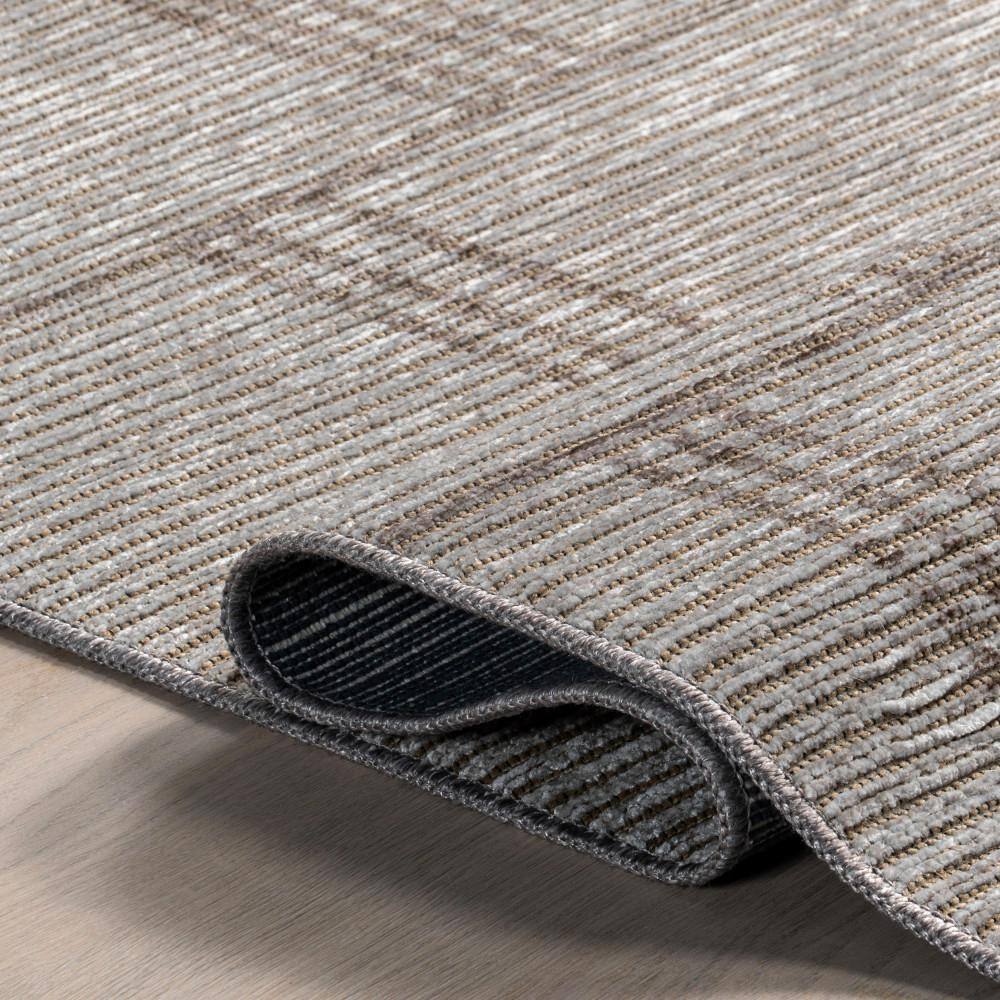 Beige Geometric Machine Washable Stain-Resistant Area Rug