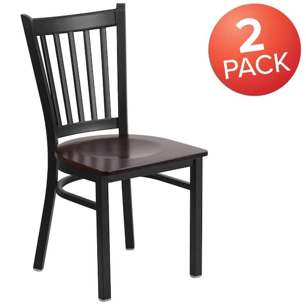 Carnegy Avenue Walnut Wood Seat/Black Metal Frame Restaurant Chairs (Set of 2)
