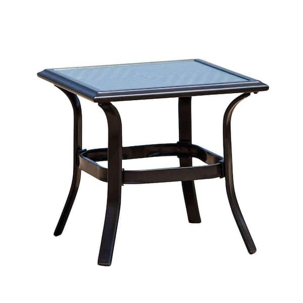cenadinz Brown Square Wicker 18.9 in. Outdoor Side Table with