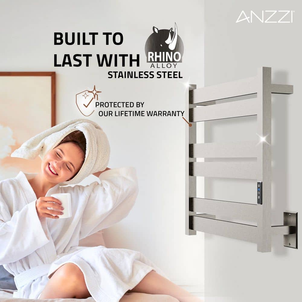 Brushed Nickel Wall Mounted 6-Bar Electric Towel Warmer