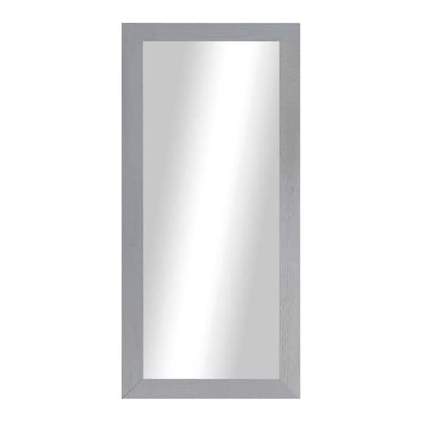 2 in Grey Frame (30 in. W x 19 in. H) Oak Hardwood Rectangle Wall Mirror