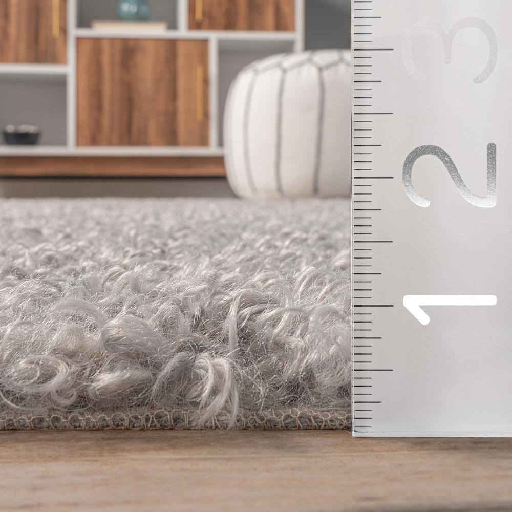 Easy-Care Reversible Light Grey Faux Sheepskin Shag Rug 3' x 5'