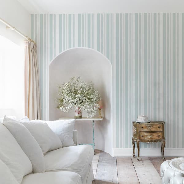 Rachel Ashwell Watercolor Stripe Blue Wallpaper