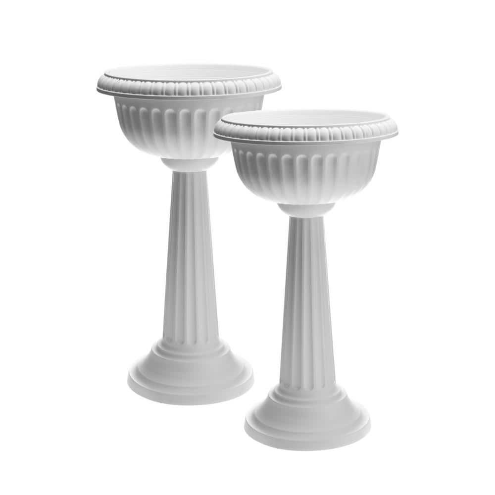 Bloem Grecian Urn (with Pedestal), Casper White (2-Pack) DCB