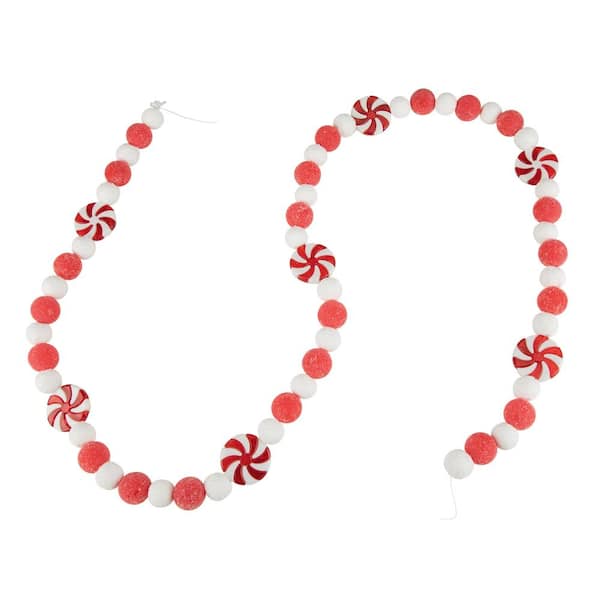 Northlight 4 ft. Peppermint Candy Beaded Artificial Christmas Garland - Unlit