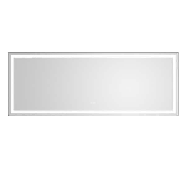 EPOWP 96 in. W x 36 in. H Large Rectangular Aluminium Framed LED Dimmable Wall Bathroom Vanity Mirror in Silver