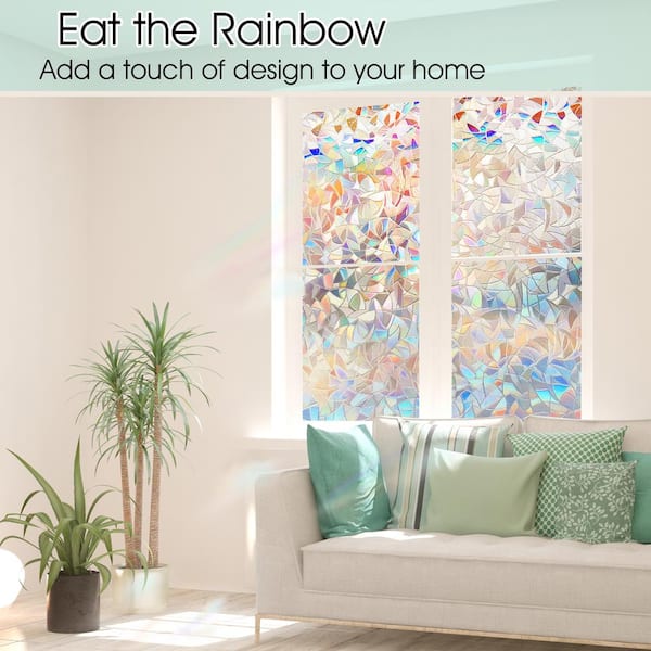 Window Film Privacy Film For Glass Windows, 3d Stained Glass Window Stickers  With Static Cling, Self-adhesive Removable Rainbow Window Film For Decora