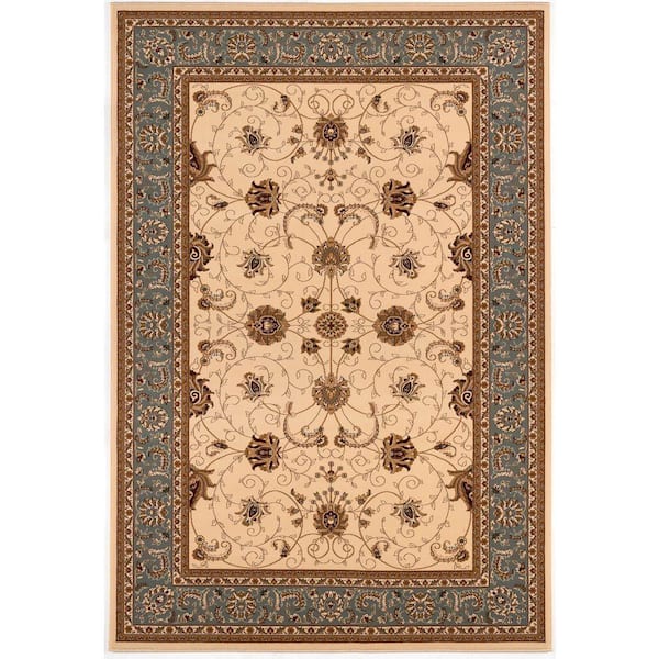 Majestic 2' x 3' (Exact Size: 2'3" x 3') Persian Indoor Doormat Rug, Beige Blue, Traditional