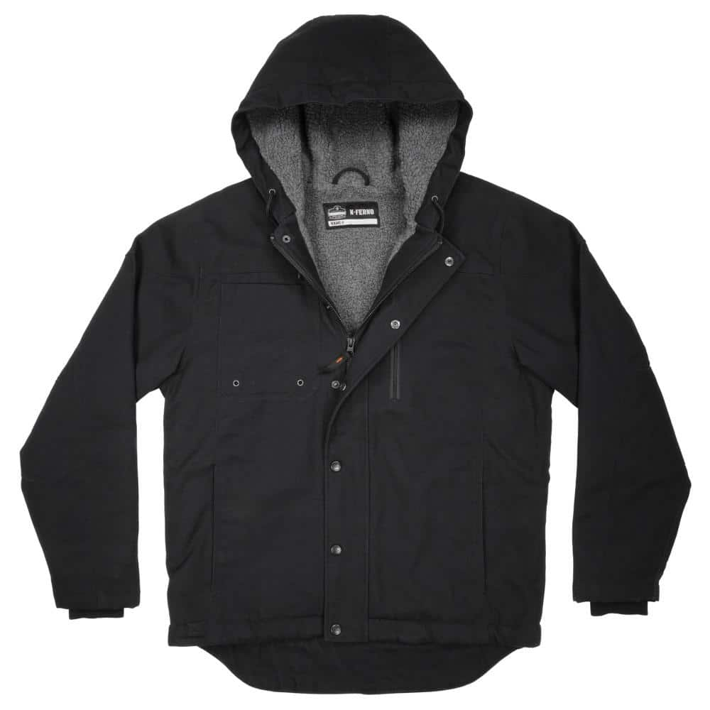 Work jacket with on sale hood