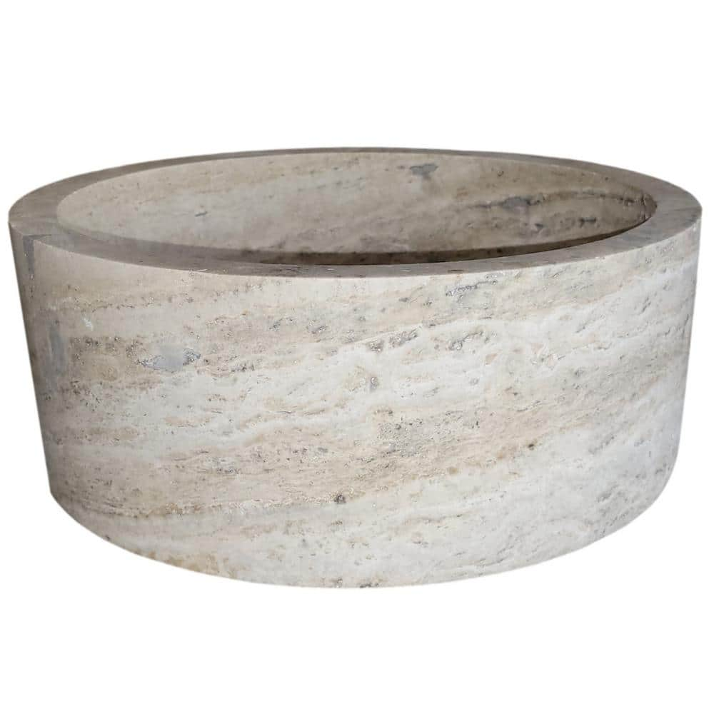 TashMart Cylindrical Natural Stone Vessel Sink In Silver TM007-S - The ...