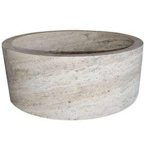 Cylindrical Natural Stone Vessel Sink in Silver