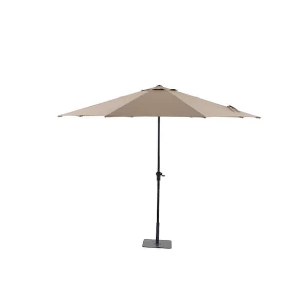 Hampton Bay 11 ft. Steel Market Patio Umbrella in Riverbed Tan