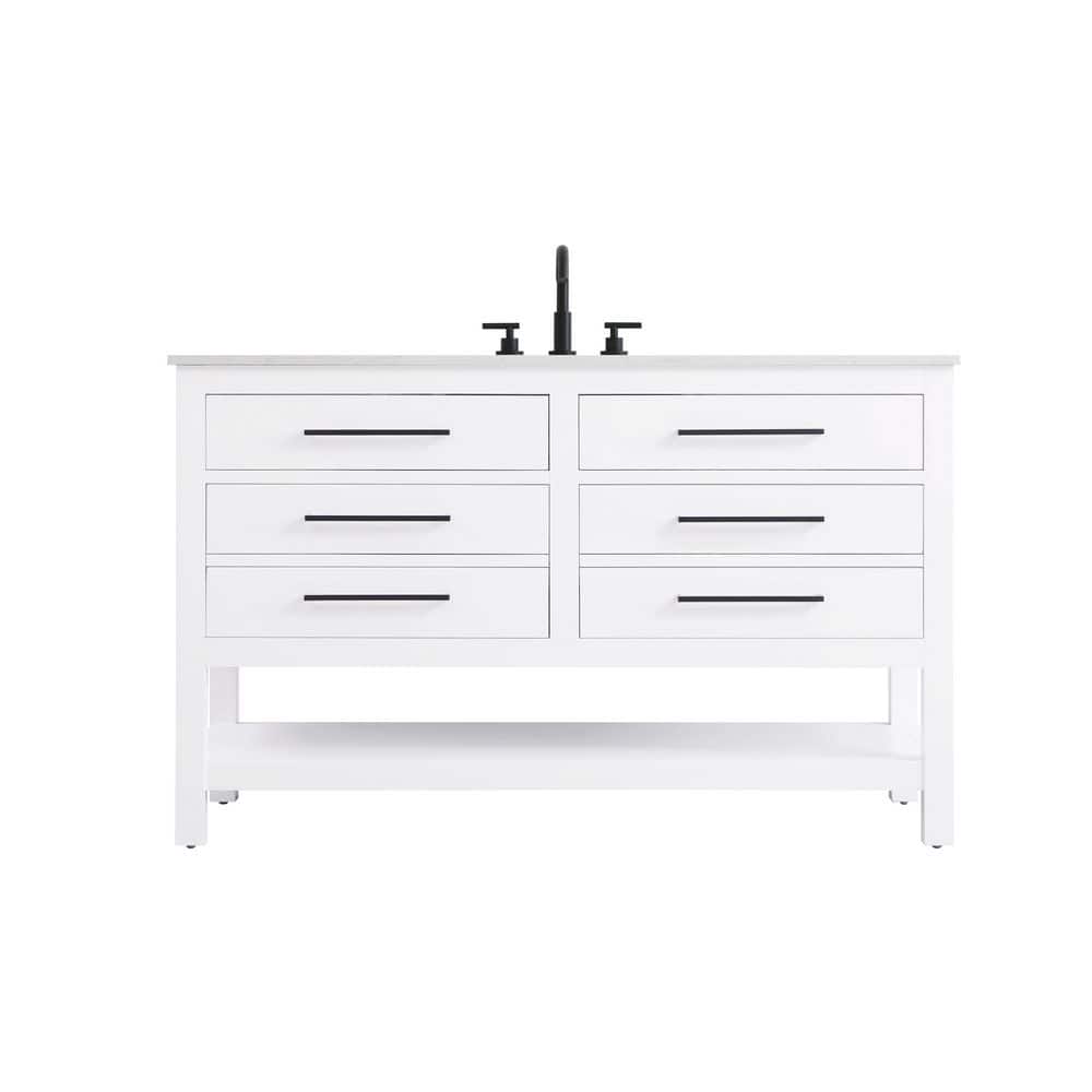 54 in. Single Sink White Bath Vanity with White Engineered Marble Top price history on PriceWatchPro