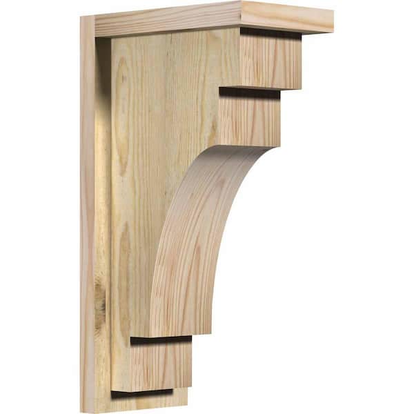Ekena Millwork 6 in. x 10 in. x 18 in. Douglas Fir Mediterranean Rough Sawn Corbel with Backplate