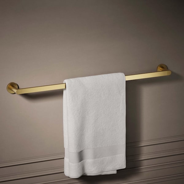Composed 30 in. Wall Mounted Towel Bar in Vibrant Brushed Moderne Brass