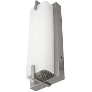1-Light Brushed Nickel LED Dimmable ETL Listed Wall Sconce with Acrylic White Shade, Warm White 3000K
