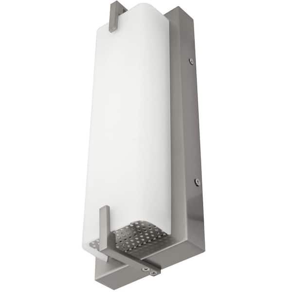Sunlite 1-Light Brushed Nickel LED Dimmable ETL Listed Wall Sconce with Acrylic White Shade, Warm White 3000K