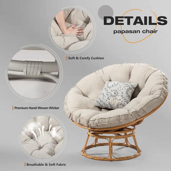 JOYSIDE 52. in. W x 4 in. H Outdoor Lounge Papasan Cushion