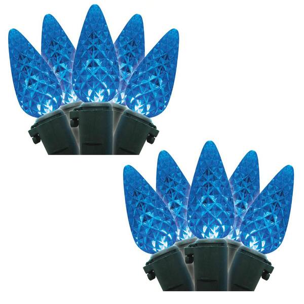 Brite Star 12 ft. 35-Count LED C6 Faceted Blue Christmas Lights