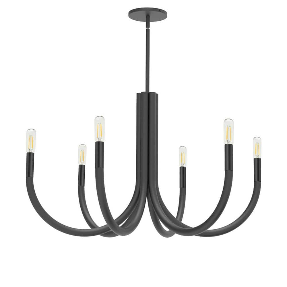 Dainolite Wand 6-Light Matte Black Halogen Chandelier WAN-286C-MB - The ...