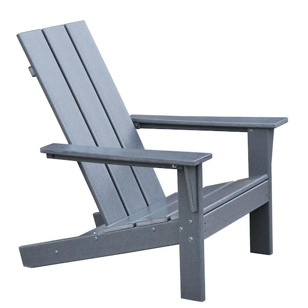 HOTEBIKE HDPE Outdoor All-weather Folding Adirondack Chair Dark Grey for Relaxing