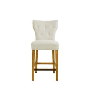 Hayes 25 in. Cream Wood Counter Stool with Tufted Back