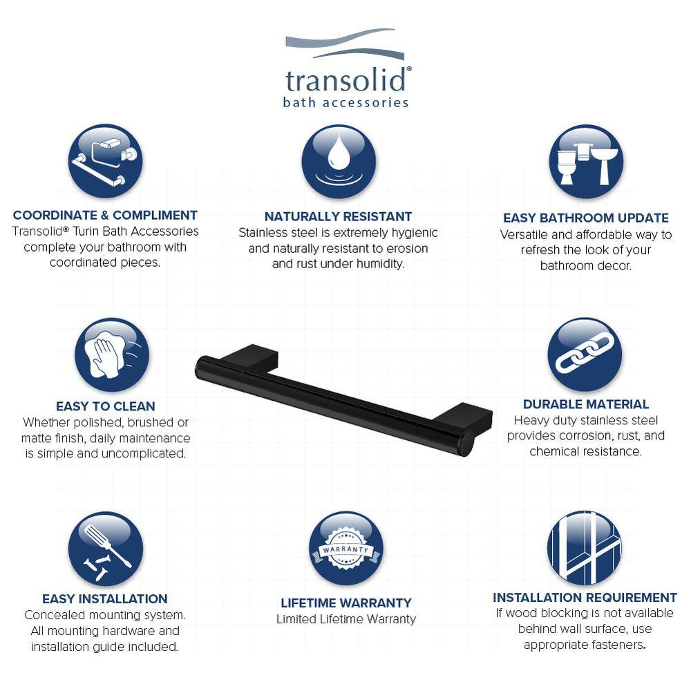 Maddox 32-Inch Black Stainless Steel Grab Bar