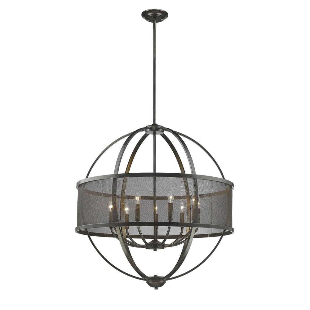 Etruscan Bronze 9-Light Chandelier with Mesh Shade