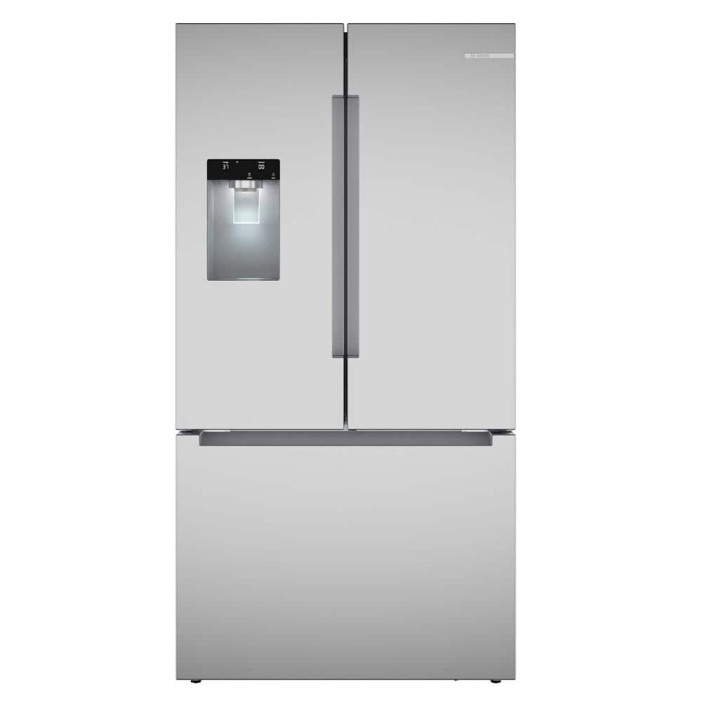 Bosch 100 Series 3-Door Standard Depth Refrigerator with External ice and water in Stainless Steel