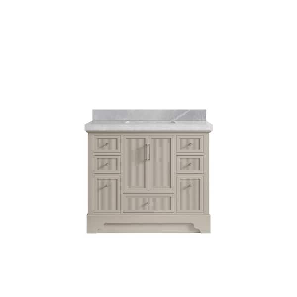 Willow Collections Alys 42 in. W x 22 in. D x 36 in. H Single Sink Bath Vanity in Fine Grain with 2 in. Pearl Gray Quartz Top
