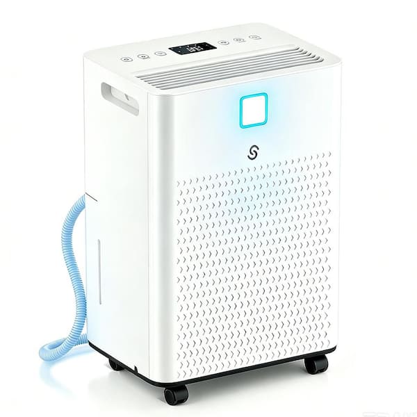 21 pt. 2,000 sq. ft. Portable Dehumidifier for Home with Drain Hose, Bucket in White, Cloth Dry, CONT Run, Sleep Mode