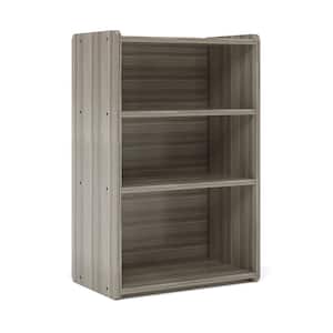 3-Tier Kids Bookcase 37.5 in. H x 24 in. W x 15 in. D Shadow Elm Gray Composite Wood School Age Shelf Storage, Assembled