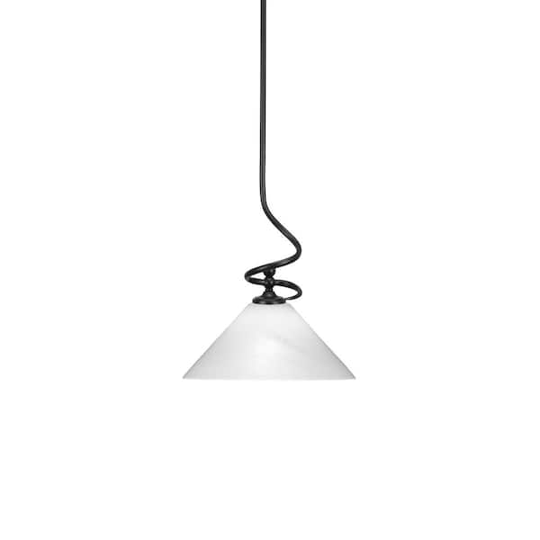 Unbranded Royale 100 W 1-Light Matte Black Standard Mini Pendant Light with Glass Shade