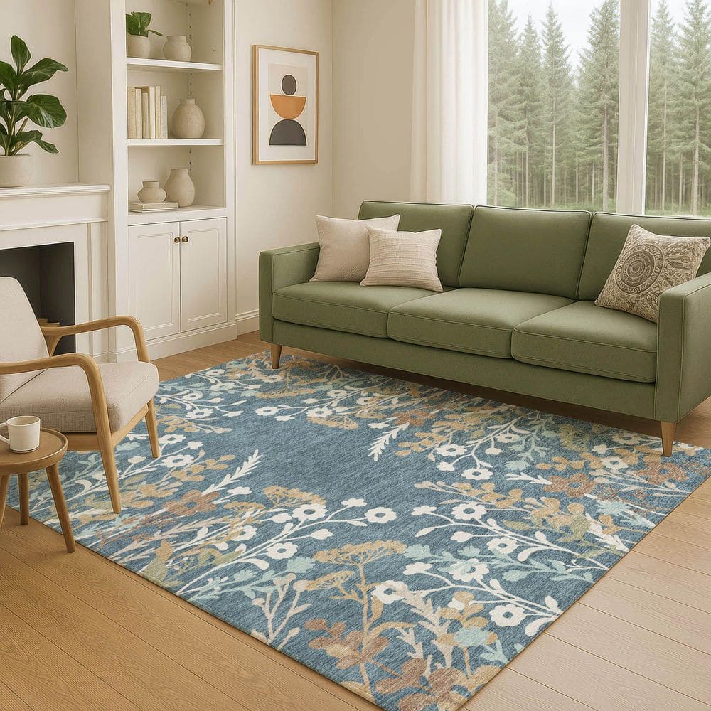 Chantille Machine Washable Indoor/Outdoor Abstract ACN2334 Denim 5 ft. x 7 ft. 6 in. Area Rug price history on PriceWatchPro