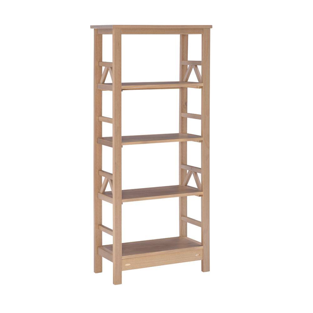 Rustic Gray Pine Wood 4-Shelf Bookcase